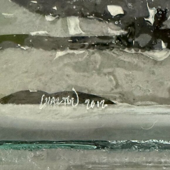 Handcrafted Glass Trinket Plate With Whale Tale Design By Artist Signed 2012 - Picture 4 of 5